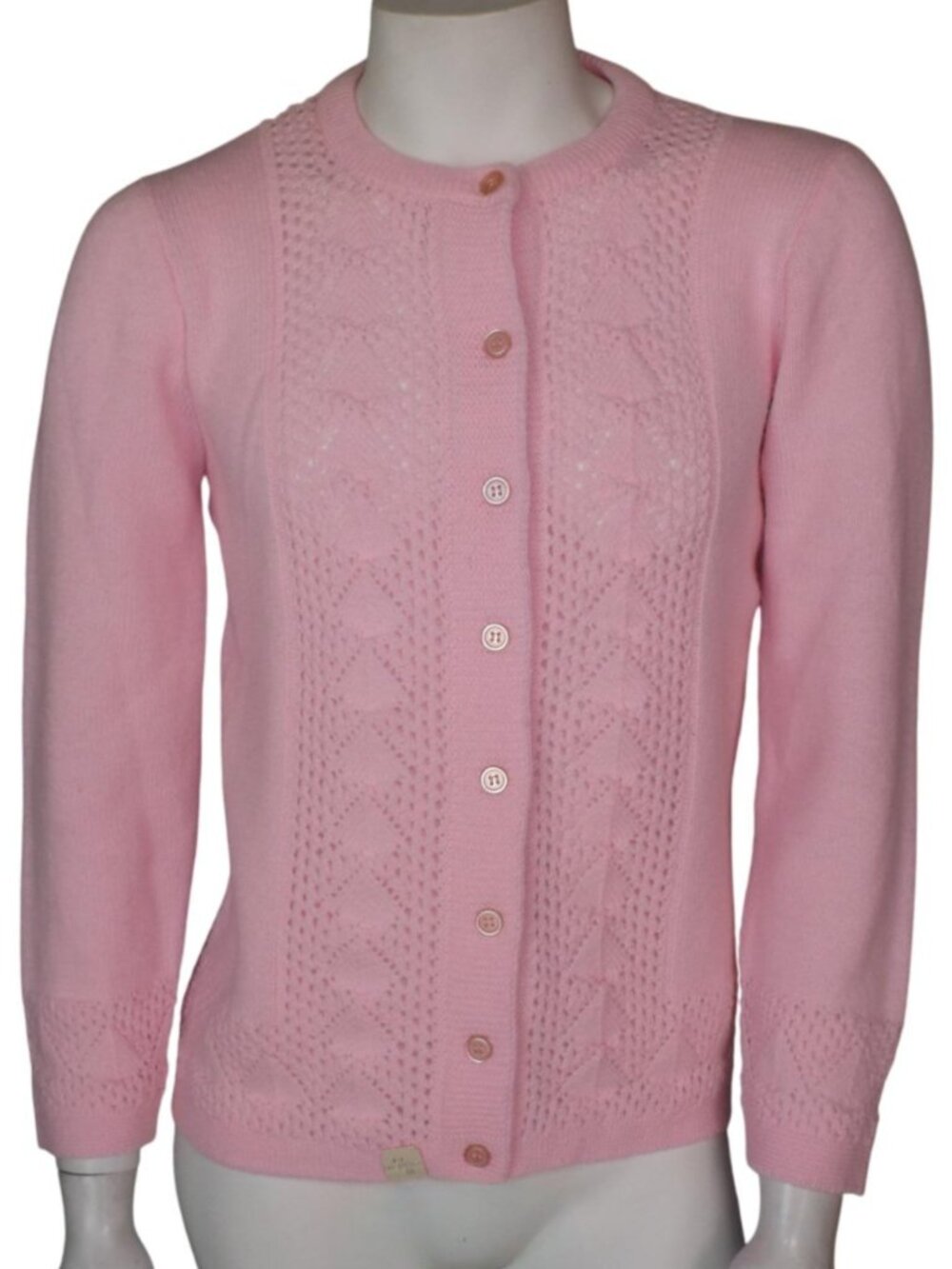 Deadstock Vintage Cardigan Sweater, M, Pointelle knit, Long sleeves, buttons